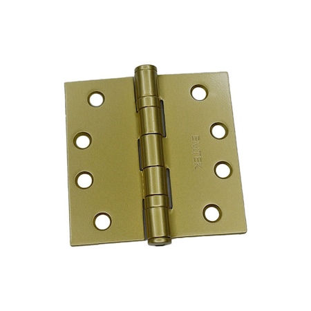 Emtek Pair of 4 in x 4 in Square Steel Heavy Duty Ball Bearing Hinges Satin Brass Finish 94014US4